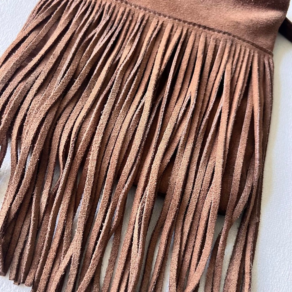 Brown Genuine Leather Suede Margot Fringe Crossbody Boho Hippie Ren Faire Y2K - Picture 3 of 8